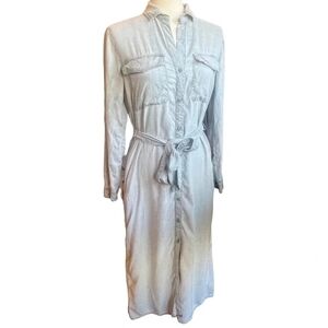 Cloth & Stone Anthropologie Long Sleeved Shirt Dress Midi Belted Gray. Sz: XS